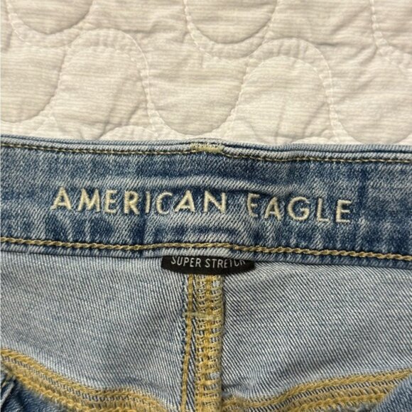 American Eagle Outfitters Curvy Hi-Rise Shortie Blue Jean Shorts Super Stretch 4 - Picture 5 of 8